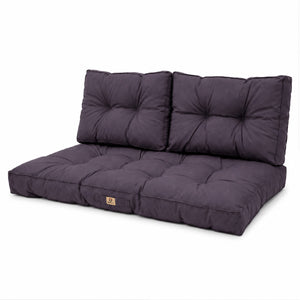 Conjunto de Almofadas Acolchoadas para Banco 120x60 Cinzento Carbono - Espesso 15cm (1 Assento + 2 Encostos)