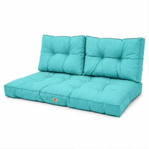 Conjunto de Almofadas Acolchoadas para Banco 120x60 Azul Caraíbas - Espesso 15cm (1 Assento + 2 Encostos)