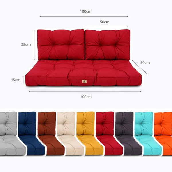 Ensemble Coussins Capitonné Banquette 100x50 Rouge - Épais 15cm (1 Assise + 2 Dossiers)