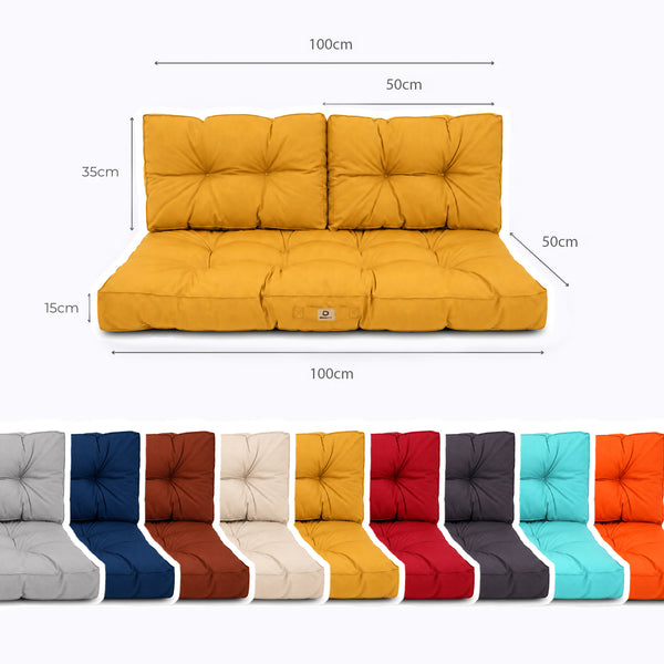 Ensemble Coussins Capitonné Banquette 100x50 Jaune - Épais 15cm (1 Assise + 2 Dossiers)