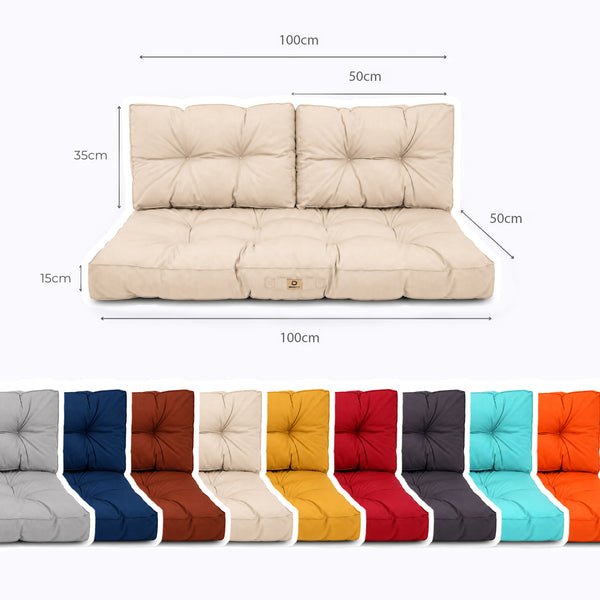 Ensemble Coussins Capitonné Banquette 100x50 Beige - Épais 15cm (1 Assise + 2 Dossiers)