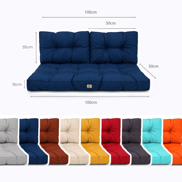 Ensemble Coussins Capitonné Banquette 100x50 Bleu Pétrole - Épais 15cm (1 Assise + 2 Dossiers)