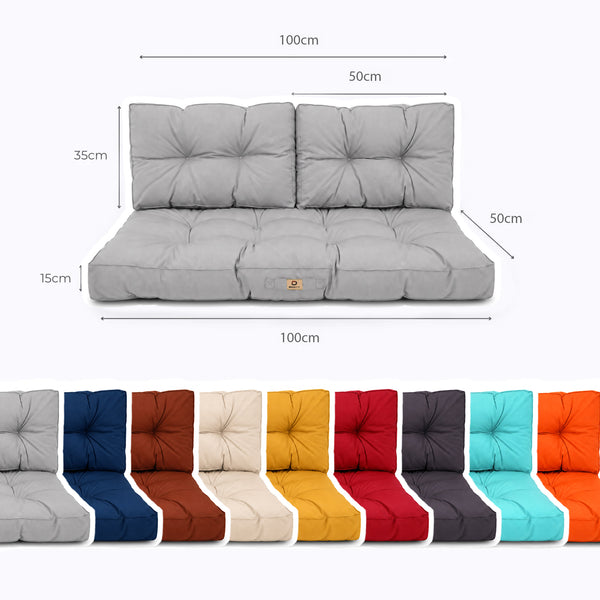 Ensemble Coussins Capitonné Banquette 100x50 Gris Galet - Épais 15cm (1 Assise + 2 Dossiers)