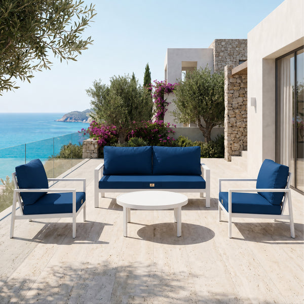 Ensemble Coussins Salon Jardin 60x70 Bleu Pétrole - Déhoussable & Anti-UV (Assise + Dossier)