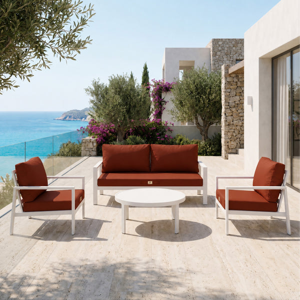 Ensemble Coussins Salon Jardin 60x70 Terracotta - Déhoussable & Anti-UV (Assise + Dossier)
