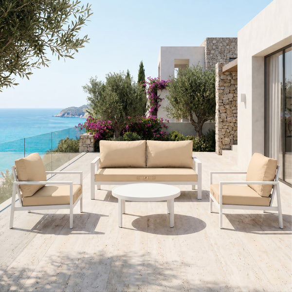 Ensemble Coussins Salon Jardin 60x70 Beige - Déhoussable & Anti-UV (Assise + Dossier)