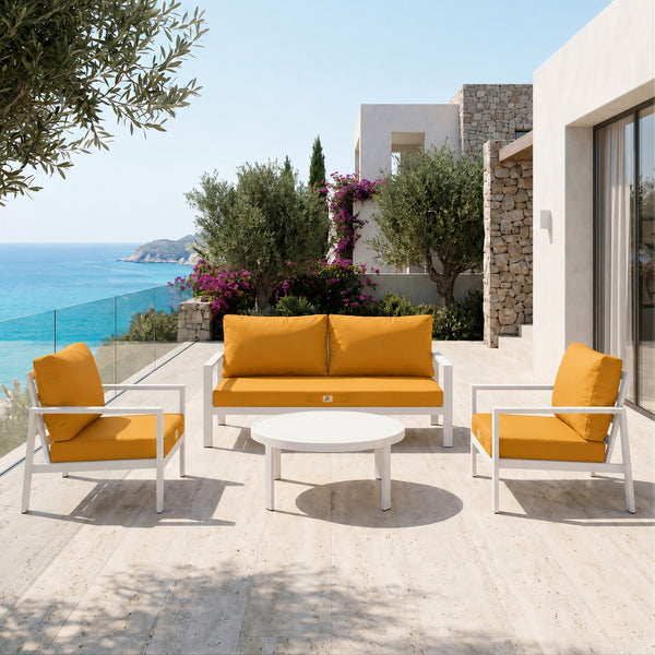 Ensemble Coussins Salon Jardin 60x70 Jaune - Déhoussable & Anti-UV (Assise + Dossier)