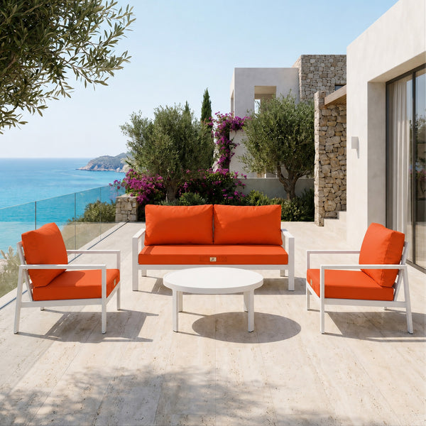 Ensemble Coussins Salon Jardin 60x70 Orange - Déhoussable & Anti-UV (Assise + Dossier)