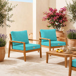 Gartenlounge-Kissen-Set 60x60 Karibikblau - Abnehmbar & UV-beständig (Sitzfläche + Rückenlehne)