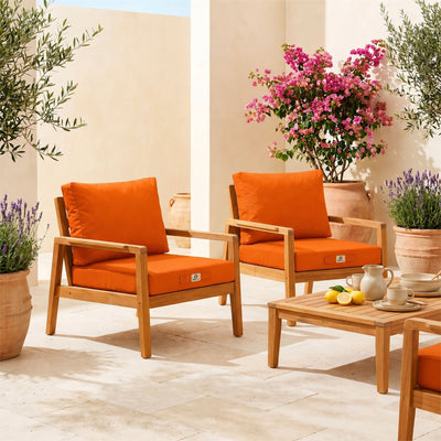 Tuinlounge kussenset 60x60 Oranje - Afneembaar & UV-bestendig (Zitting + Rugleuning)