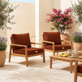 Ensemble Coussins Salon Jardin 60x60 Terracotta - Déhoussable & Anti-UV (Assise + Dossier)