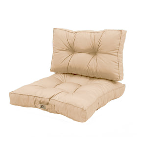 Conjunto de Almofadas Acolchoadas 50x50 Bege - Espesso 15cm & Macio (Assento + Encosto)