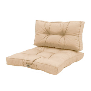 Ensemble Coussins Capitonné 60x60 Beige - Épais 15cm & Moelleux (Assise + Dossier)