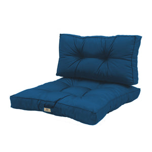 Conjunto de Almofadas Acolchoadas 60x60 Azul Petróleo - Espesso 15cm & Macio (Assento + Encosto)