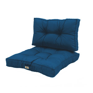 Conjunto de Almofadas Acolchoadas 50x50 Azul Petróleo - Espesso 15cm & Macio (Assento + Encosto)
