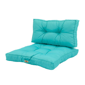 Conjunto de Almofadas Acolchoadas 60x60 Azul Caraíbas - Espesso 15cm & Macio (Assento + Encosto)