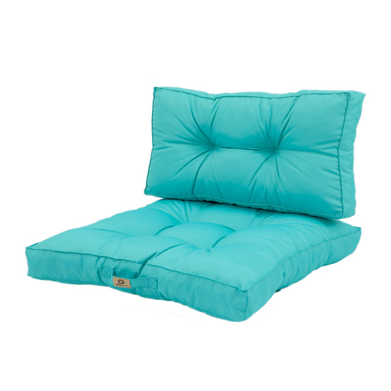 Coussins pour salon de jardin capitonné 60x60cm Bleu caraibes - Deco-arts.fr