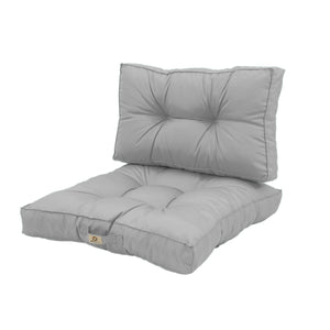 Conjunto de Almofadas Acolchoadas 50x50 Cinzento Seixo - Espesso 15cm & Macio (Assento + Encosto)