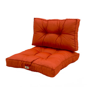 Conjunto de Almofadas Acolchoadas 50x50 Laranja - Espesso 15cm & Macio (Assento + Encosto)