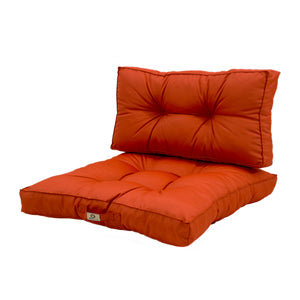 Ensemble Coussins Capitonné 60x60 Orange - Épais 15cm & Moelleux (Assise + Dossier)