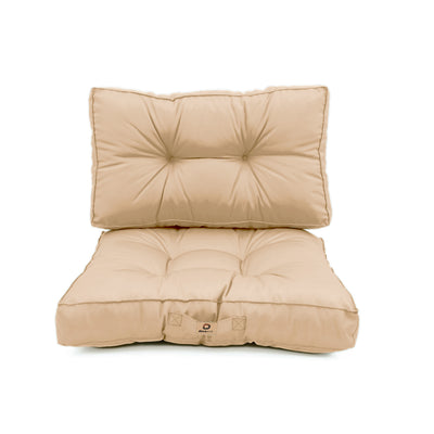 Ensemble de deux coussins capitonnés beige 50x50 cm, épais et moelleux pour fauteuils et canapés.