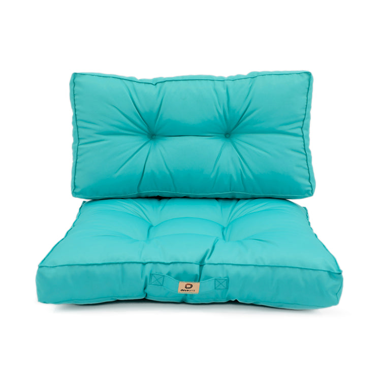 Coussins pour salon de jardin capitonné 60x60cm Bleu caraibes - Deco-arts.fr