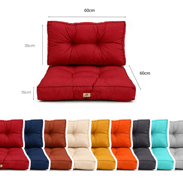 Gepolstertes Kissen-Set 60x60 Rot - Dick 15cm & Weich (Sitzfläche + Rückenlehne)