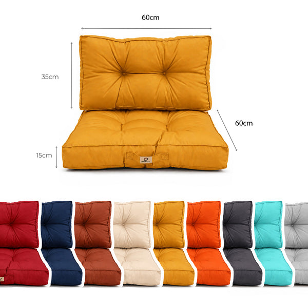 Gepolstertes Kissen-Set 60x60 Gelb - Dick 15cm & Weich (Sitzfläche + Rückenlehne)