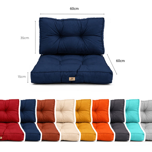 Conjunto de Almofadas Acolchoadas 60x60 Azul Petróleo - Espesso 15cm & Macio (Assento + Encosto)