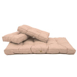 Ensemble de coussins capitonnés beige pour banquette 120x60 cm, épais 15 cm, comprenant 1 assise et 2 dossiers, pour fauteuils et canapés.