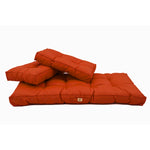 Ensemble de 3 coussins capitonnés orange pour banquette, 100x50 cm, épais 15 cm, pour fauteuils et canapés.