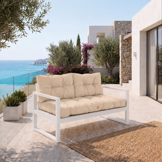 Conjunto de Almofadas Acolchoadas para Banco 100x50 Bege - Espesso 15cm (1 Assento + 2 Encostos)