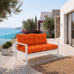 Tufted Bench Cushion Set 120x60 Orange - Thick 15cm (1 Seat + 2 Backrests)
