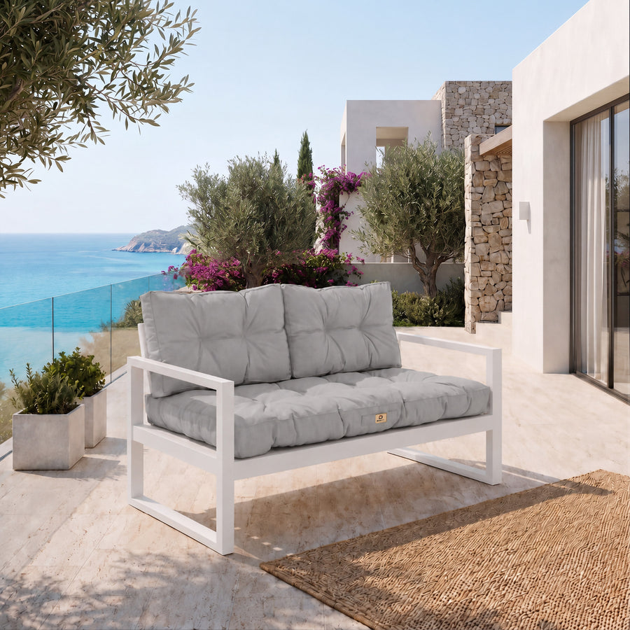 Ensemble Coussins Capitonné Banquette 120x60 Gris Galet - Épais 15cm (1 Assise + 2 Dossiers)