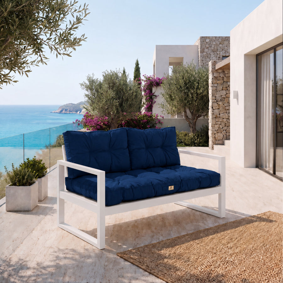 Tufted Bench Cushion Set 120x60 Petrol Blue - Thick 15cm (1 Seat + 2 Backrests)