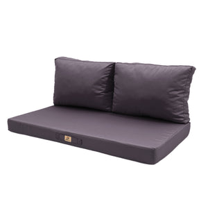 Ensemble Coussins Salon Jardin 100x50 Gris Carbone - Déhoussable & Anti-UV (1 Assise + 2 Dossiers)