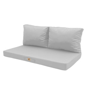 Ensemble Coussins Salon Jardin 100x50 Gris Galet - Déhoussable & Anti-UV (1 Assise + 2 Dossiers)