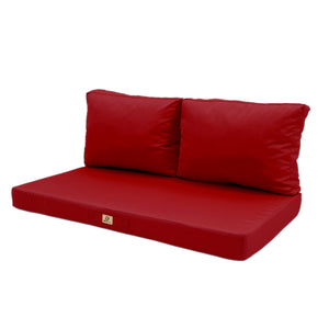 Ensemble Coussins Salon Jardin 100x50 Rouge - Déhoussable & Anti-UV (1 Assise + 2 Dossiers)