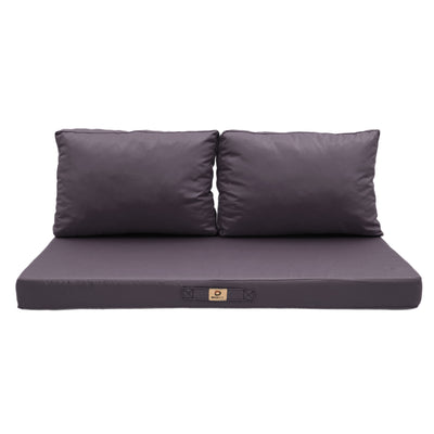 Ensemble de coussins gris carbone pour salon de jardin, déhoussables et anti-UV, pour fauteuils et canapés, 100x50 cm.