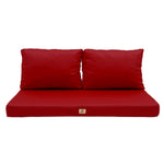 Ensemble de coussins de jardin rouge Deco-arts.fr pour fauteuils et canapés, déhoussables et anti-UV, 120x60 cm avec 1 assise et 2 dossiers