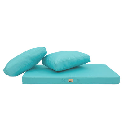 Coussins pour salon de jardin déhoussable 100x50cm Bleu caraïbes - Deco-arts.fr