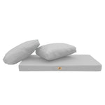 Ensemble de 3 coussins de salon jardin gris galet, déhoussables et anti-UV pour fauteuils et canapés, deco-arts.fr