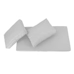 Ensemble de coussins gris galet pour salon de jardin, déhoussables et anti-UV, comprenant 1 assise et 2 dossiers.