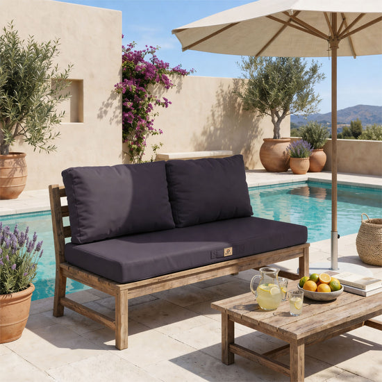 Conjunto de Almofadas para Sala de Jardim 100x50 Cinzento Carbono - Capa Amovível & Anti-UV (1 Assento + 2 Encostos)
