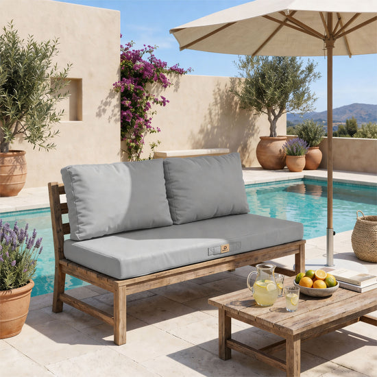 Conjunto de Almofadas para Sala de Jardim 100x50 Cinzento Seixo - Capa Amovível & Anti-UV (1 Assento + 2 Encostos)