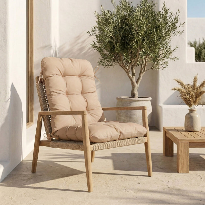 Hochlehner-Stuhlkissen 120x50 Beige - Gepolstert (Komfort 8cm)
