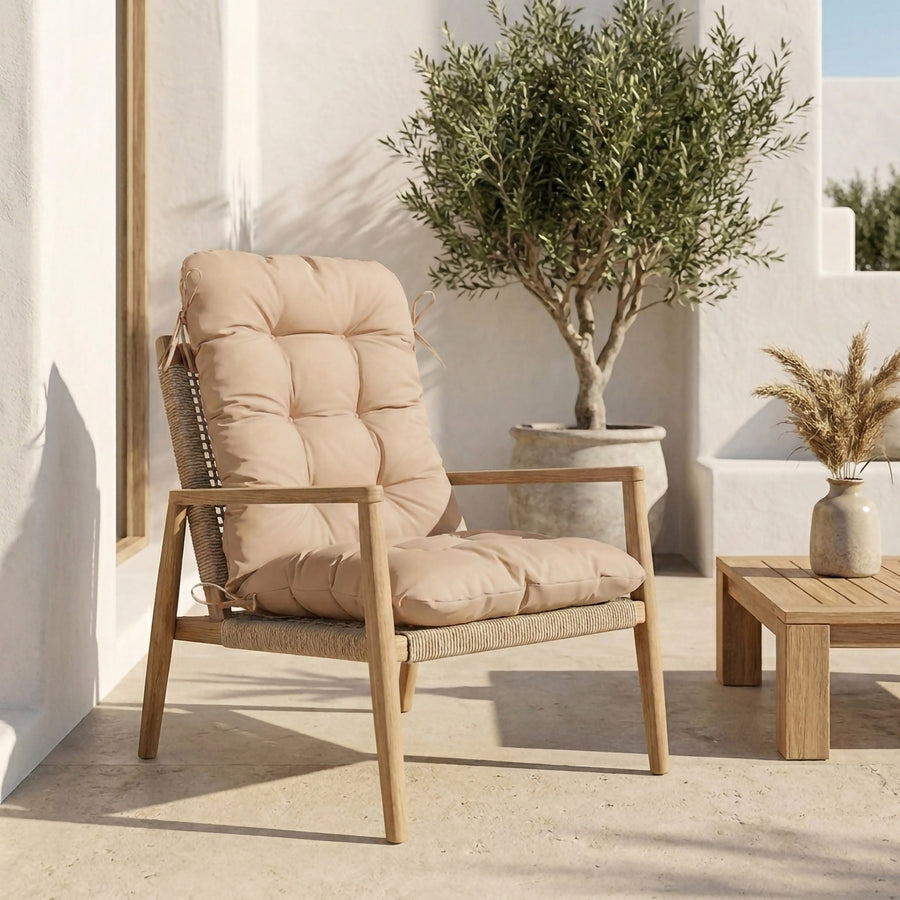 Hochlehner-Stuhlkissen 120x50 Beige - Gepolstert (Komfort 8cm)