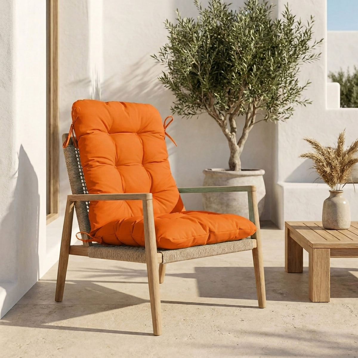 Hochlehner-Stuhlkissen 120x50 Orange – Gepolstert (Komfort 8cm)