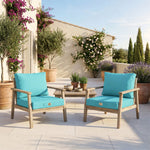 Garden Lounge Cushion Set 50x50 Caribbean Blue - Removable Cover & UV-Resistant (Seat + Backrest)