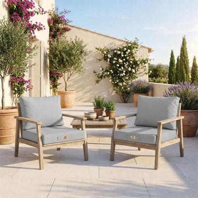 Garden Lounge Cushion Set 50x50 Pebble Grey - Removable Cover & UV-Resistant (Seat + Backrest)